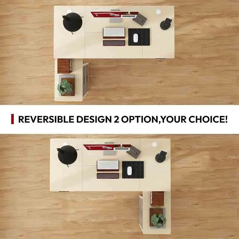 Yoobure L Shaped Standing Desk with 2-Drawer File Cabinet