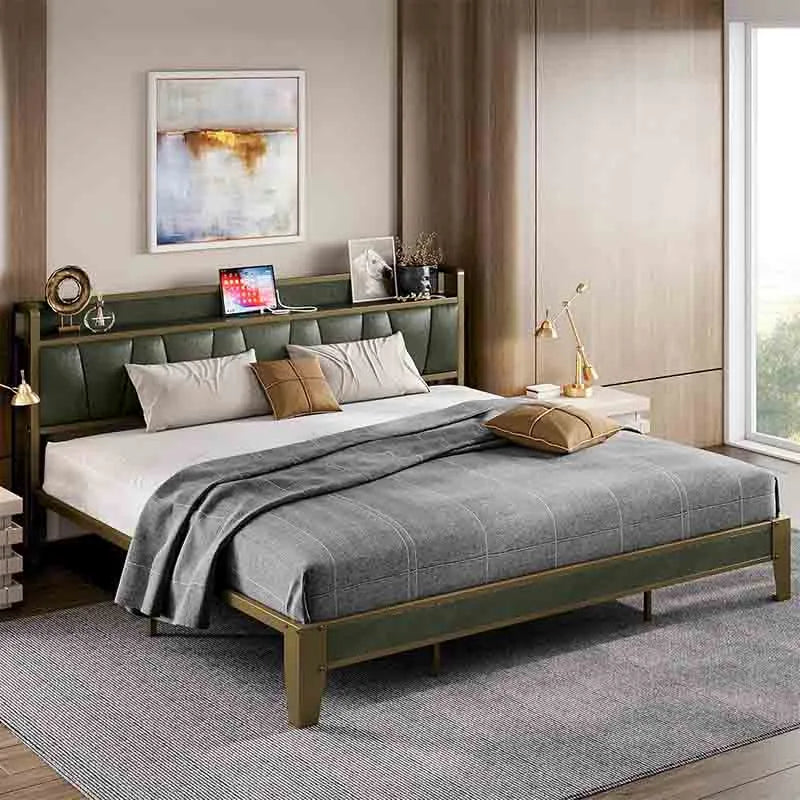 Yoobure King Bed Frame with Storage Headboard, Noise Free