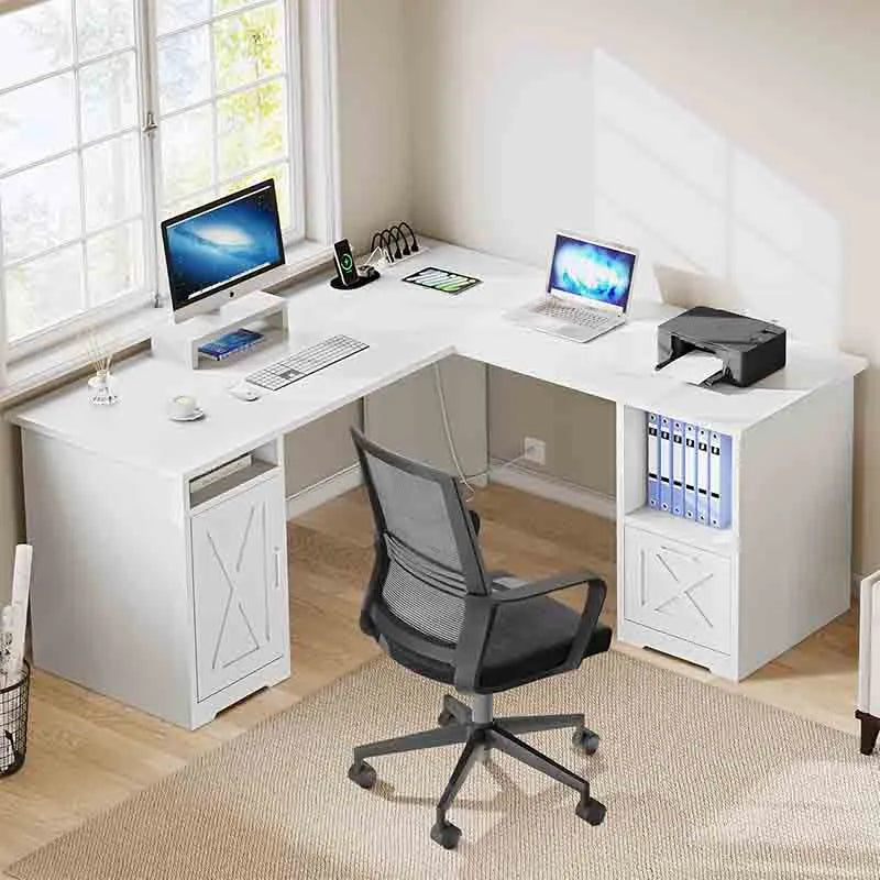 Yoobure 60" Corner Computer Desk with File Cabinet
