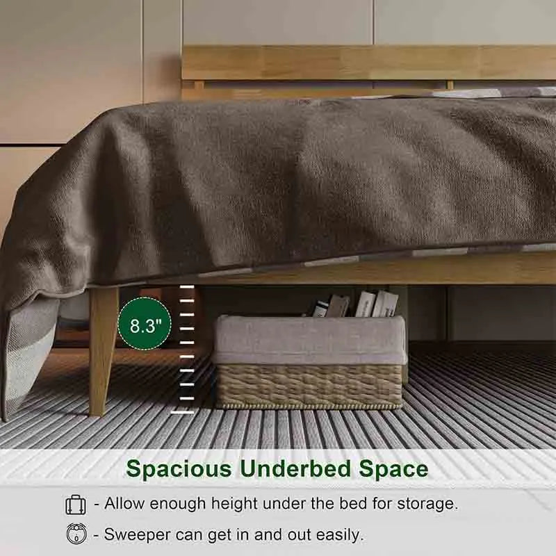 Yoobure Bed Frame with Headboard Solid Wood Platform Bed