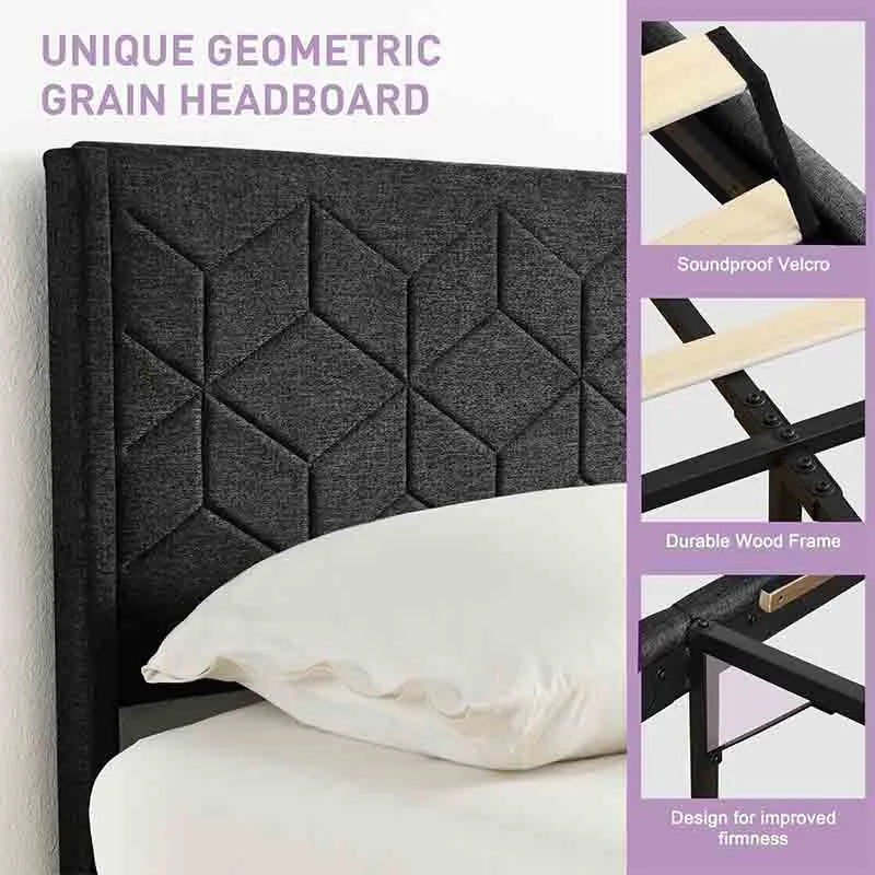 Yoobure Bed Frame with Fabric Upholstered Headboard