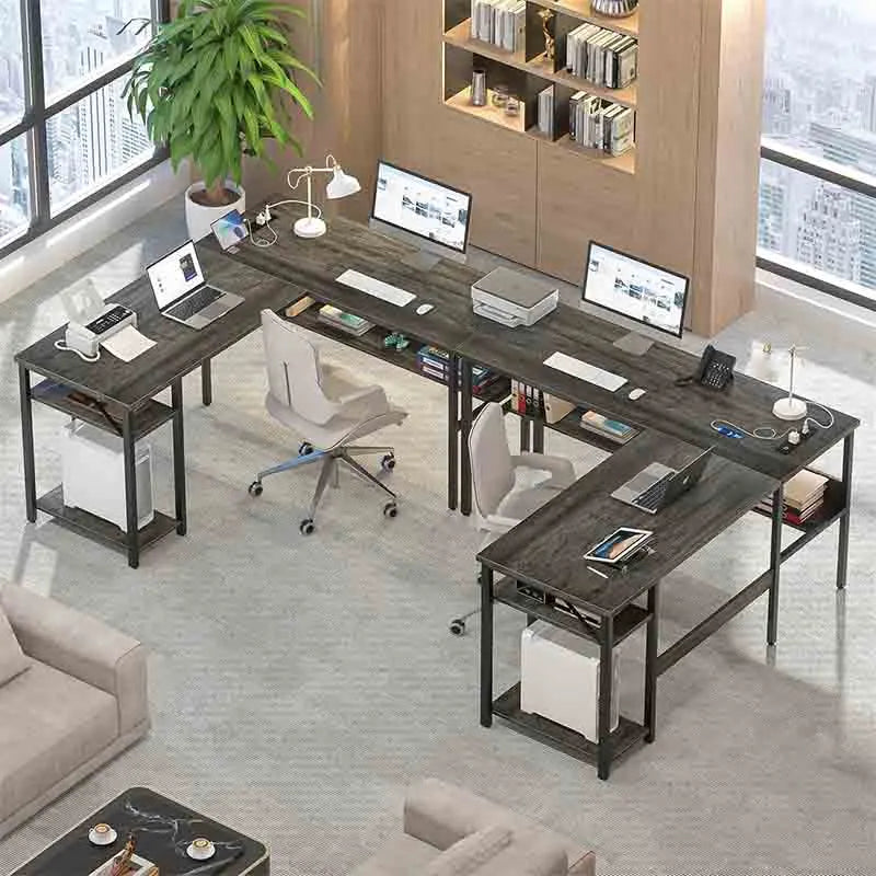 Yoobure Reversible L Shaped Gaming Desk, Black Oak