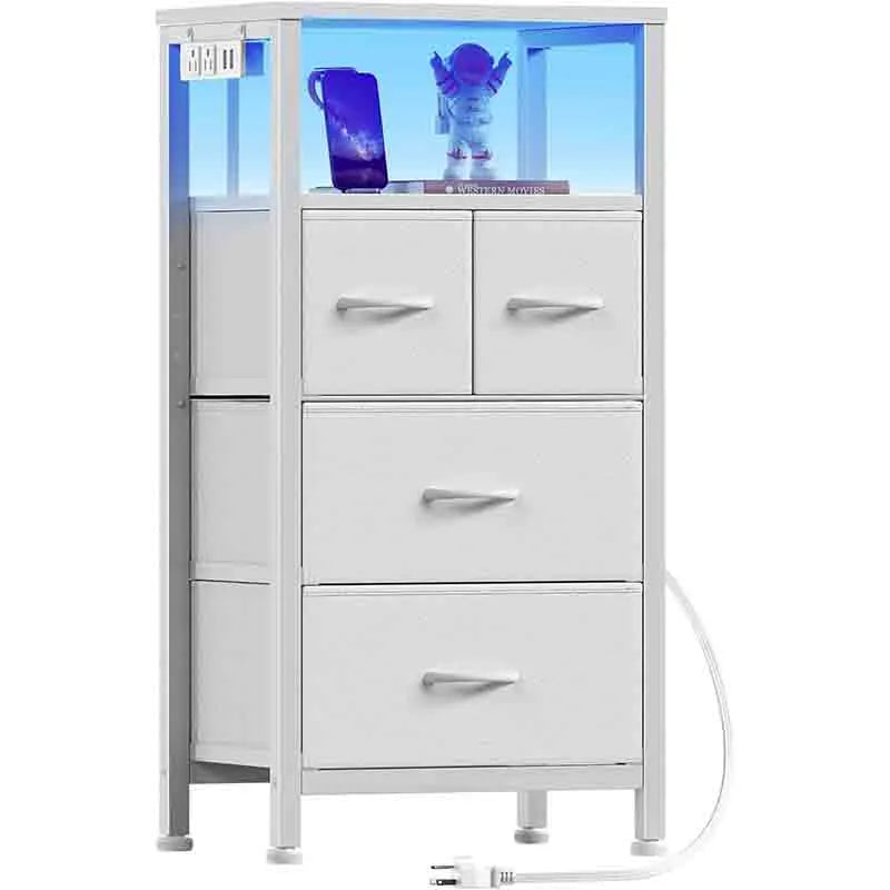 White Night Stand with Storage Shelf