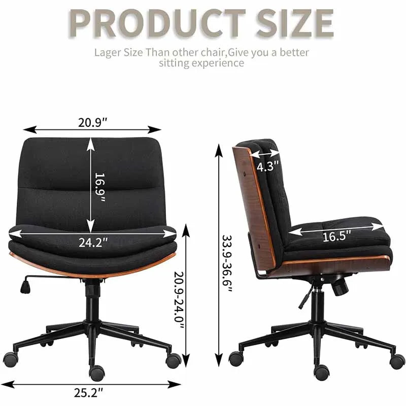 Yoobure Adjustable Wide Swivel Task Chair, Black