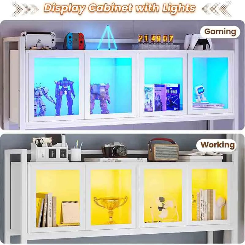 Yoobure L Shaped Desk with Hutch and Storage Shelves, White