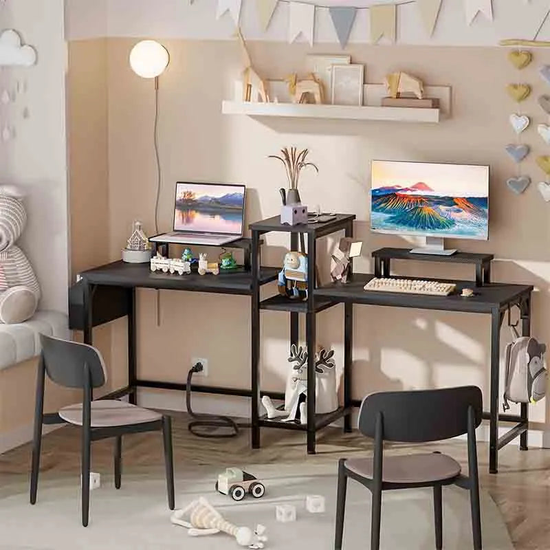 Yoobure 2 Person Gaming Desk with LED Lights Computer Desk