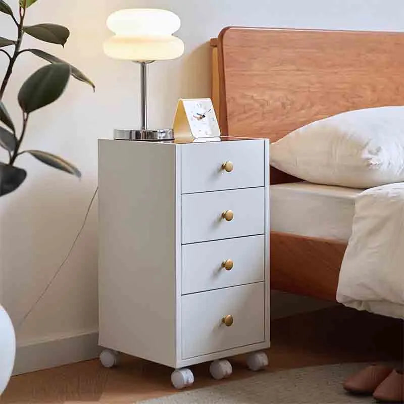 Yoobure Nightstand 4 Drawers Dresser Roller Storage Cabinet