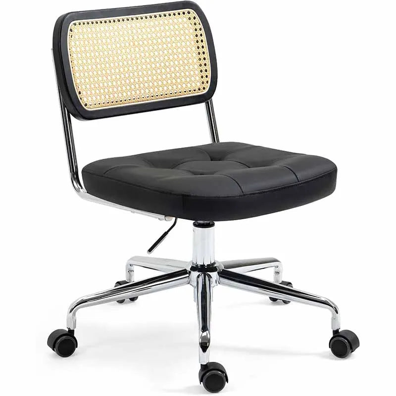 Armless Home Office Desk Chair with Wheels, Black