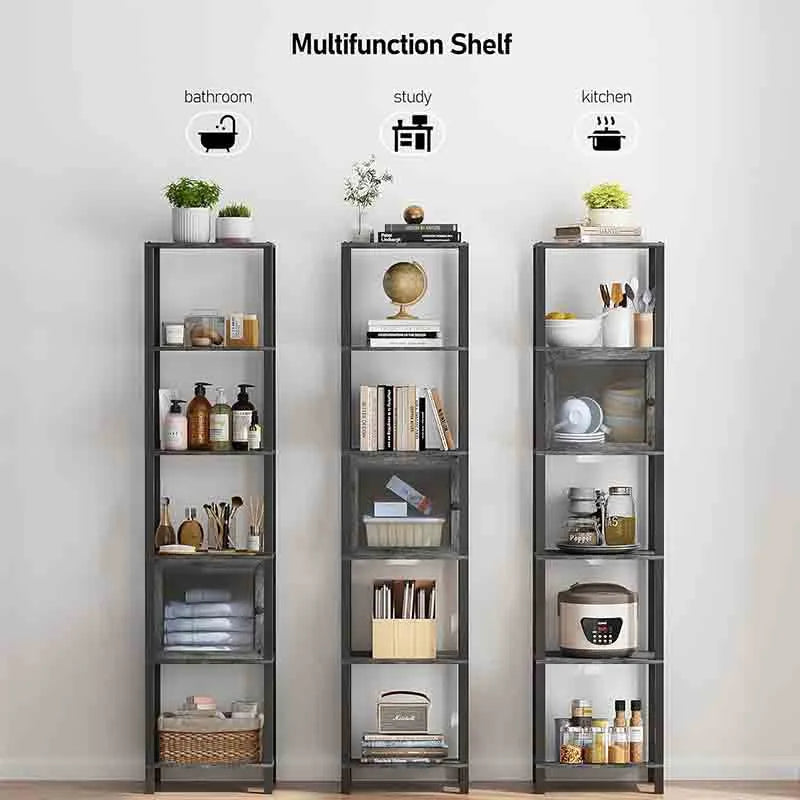 Yoobure 6 Tier Bookcase and Bookshelf, Narrow Book Shelf