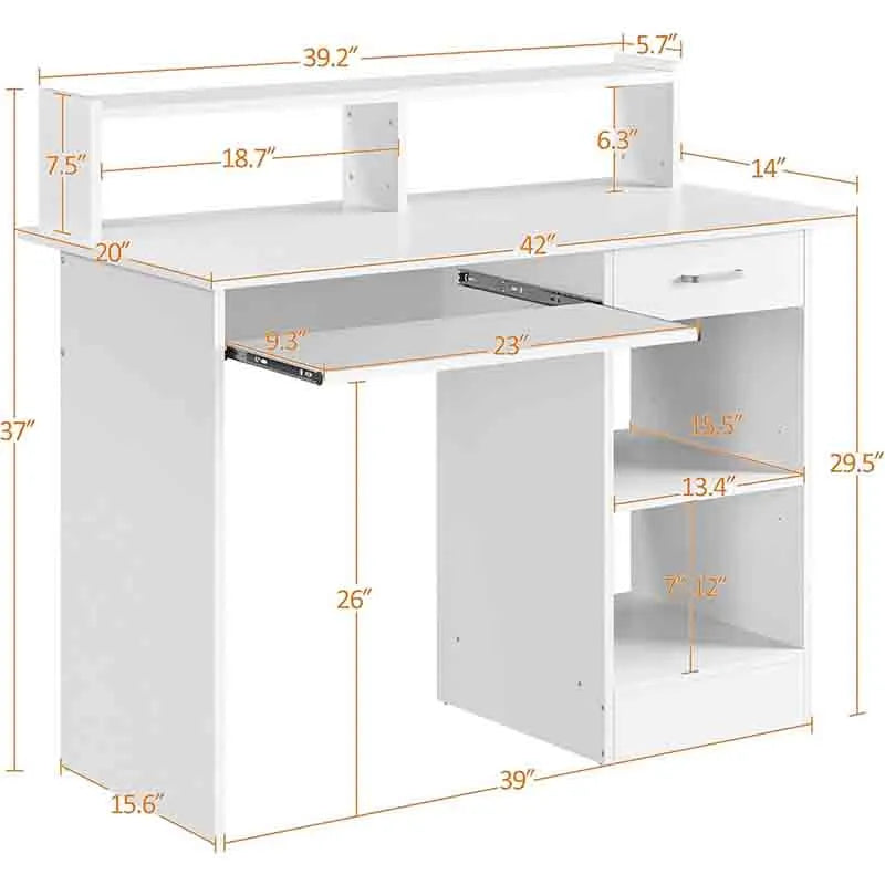 Yoobure Wood Computer Desk with Keyboard Tray and Drawers