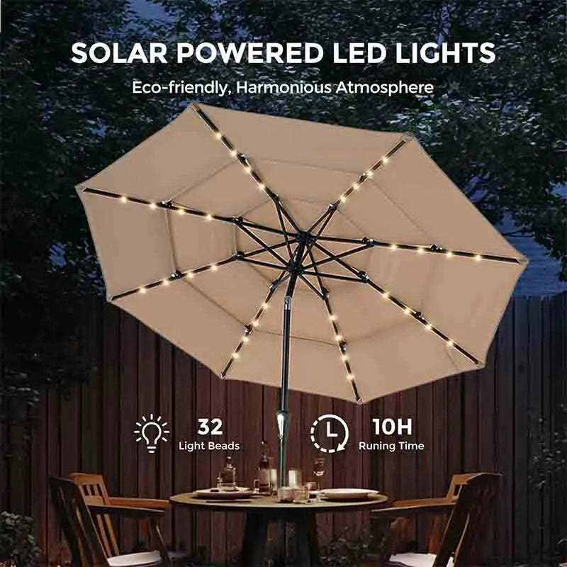 Yoobure 9FT Patio Umbrella Vented Market Table Umbrella