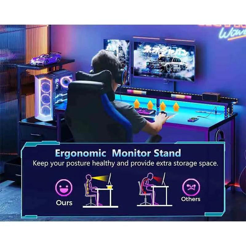 Yoobure 59 Inch Modern Gamer Desk Table