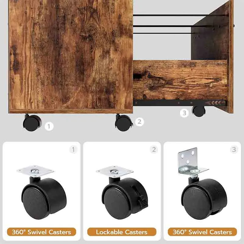 Yoobure Wooden File Cabinet Printer Stand with Open Shelf