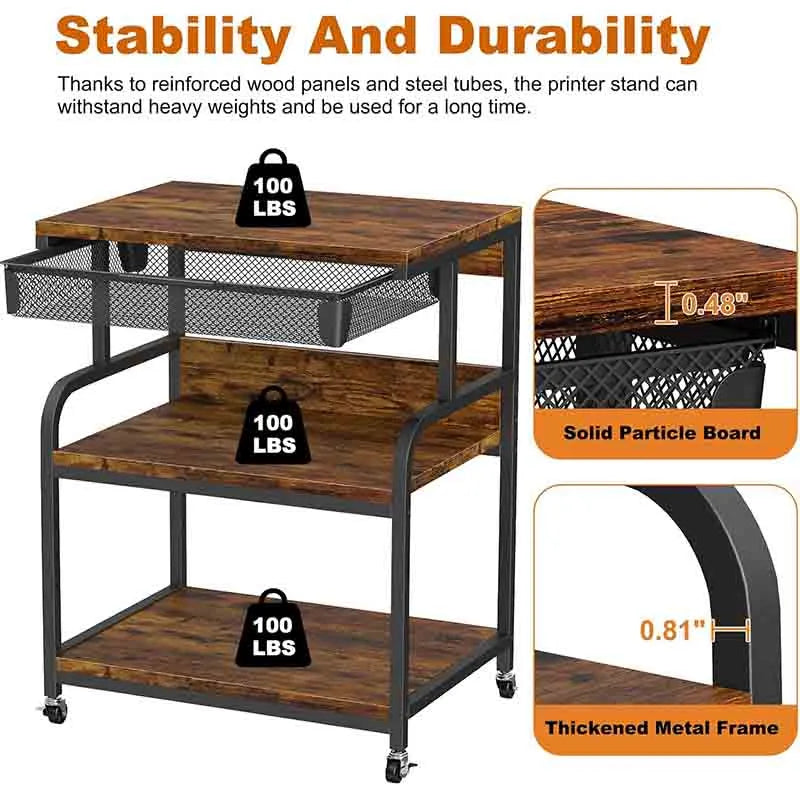 Yoobure Extra Large Printer Stand with Drawer Printer Table