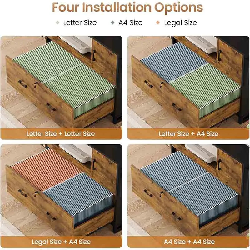 Yoobure File Cabinet with Lock and Sliding Storage Shelf
