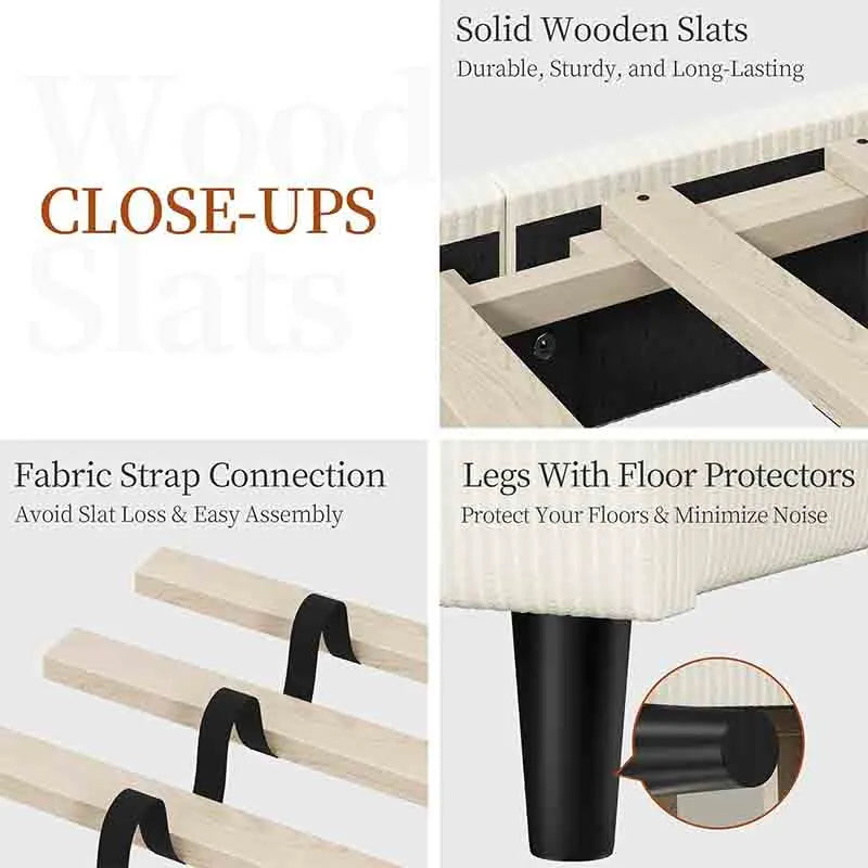 Yoobure Queen Bed Frames with Adjustable Headboard