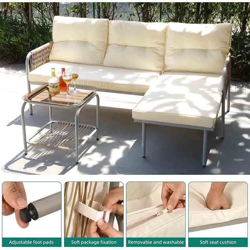 Yoobure 3 Pieces Outdoor Wicker Conversation Set