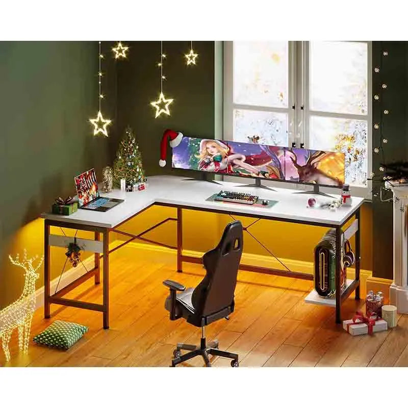 Yoobure 66" L Shaped Larger Gaming Desk, White