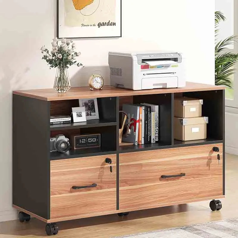 Mobile Large Lateral File Cabinet with Lock