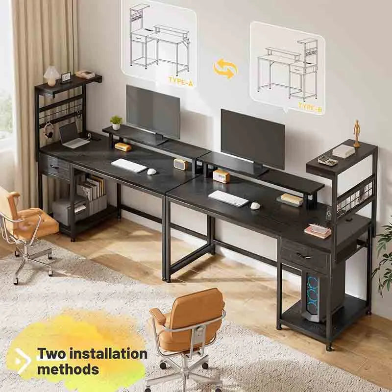 Yoobure 47" Office Desk with Power Outlets and Led Lights