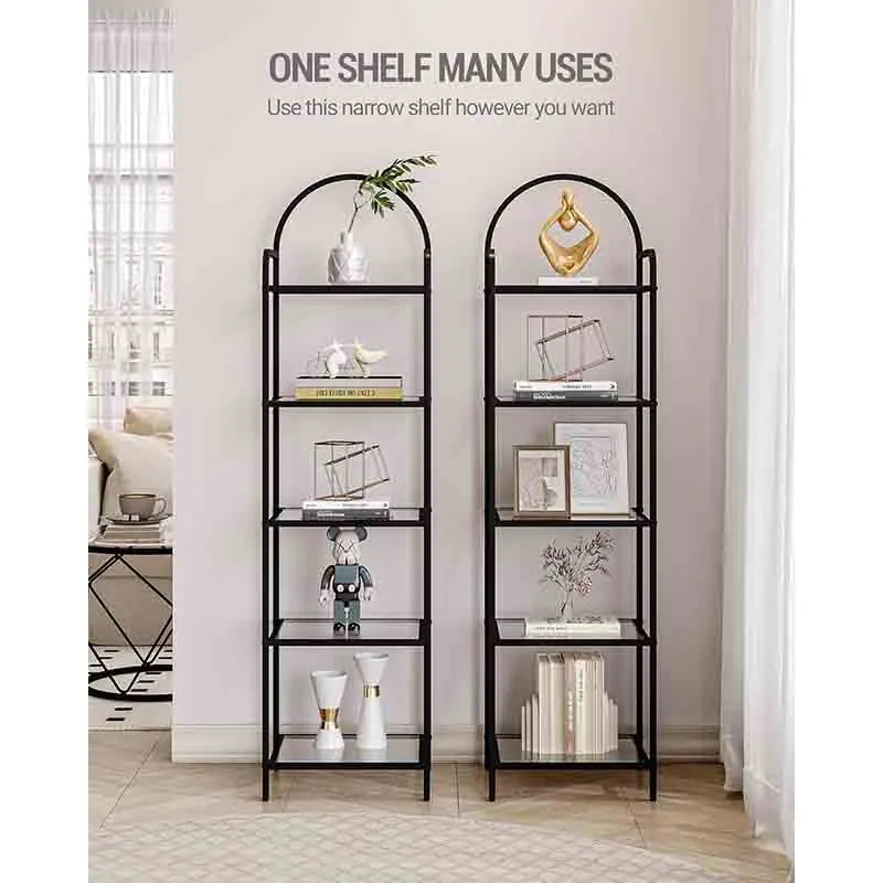 Yoobure Bookcase Bookshelf Tempered Glass Bookshelves