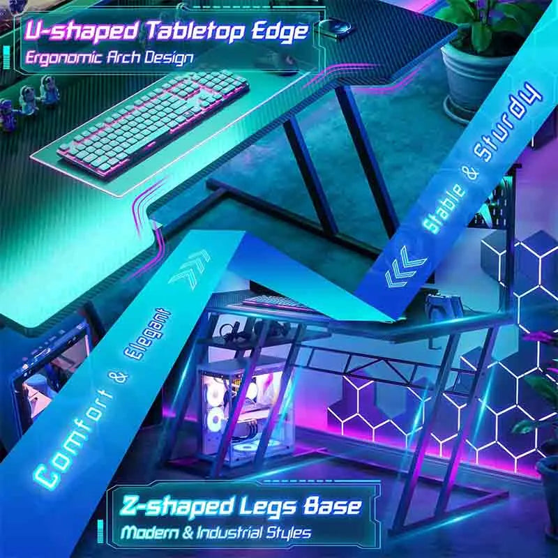 Yoobure Gaming Computer Desk with Shelves and Outlets