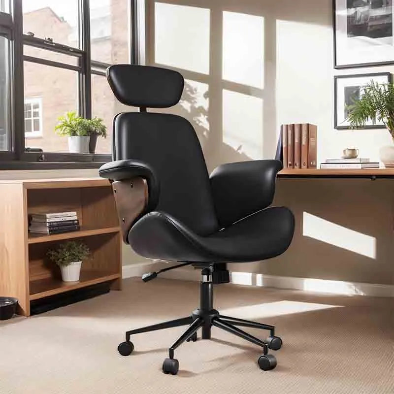 Yoobure Home Office Chair with Wheels and Bentwood Arms