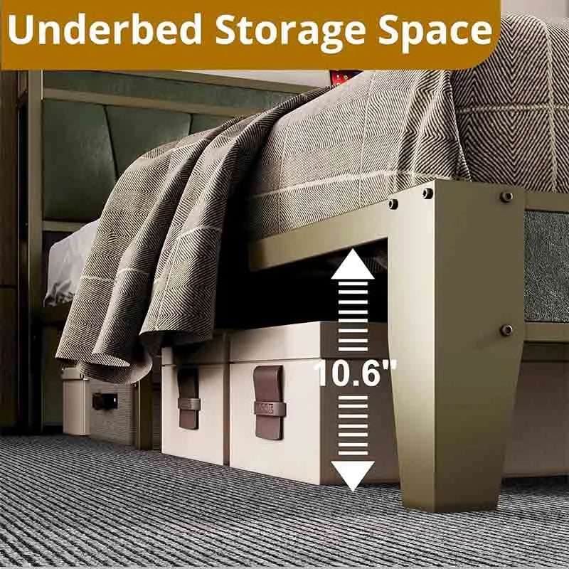Yoobure King Bed Frame with Storage Headboard, Noise Free