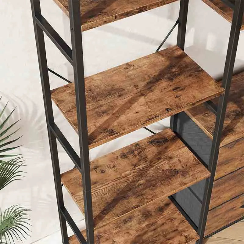 Yoobure Triple Bookshelf with Drawers Wide 4-Tier Book Shelf