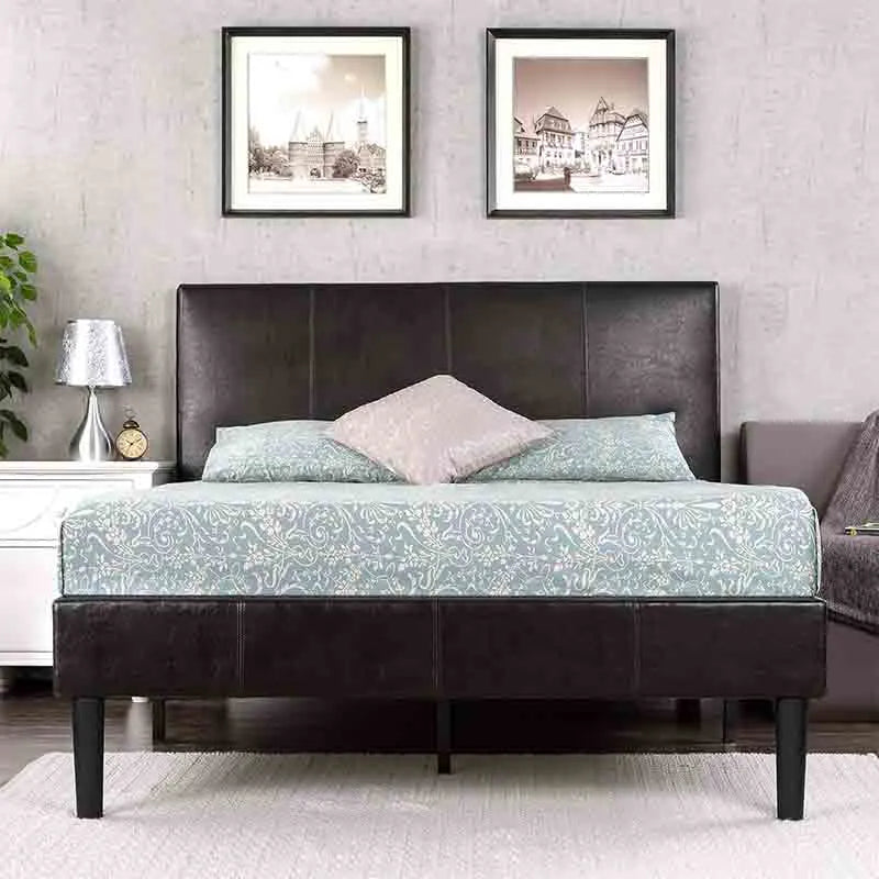 Yoobure Leather Upholstered Platform Bed Frame, Wood Slat