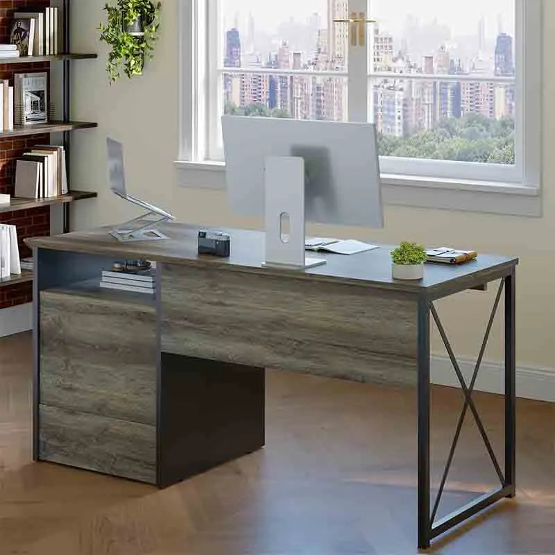 Yoobure Office Desk with Drawers, 55 inch Computer Desk