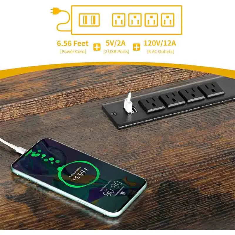 Yoobure 59.1" Office Desk with Power Outlets & LED Lights