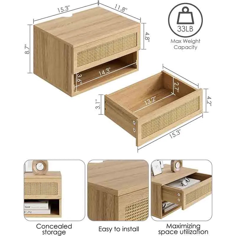 Yoobure Floating Nightstand Small Modern Nightstand