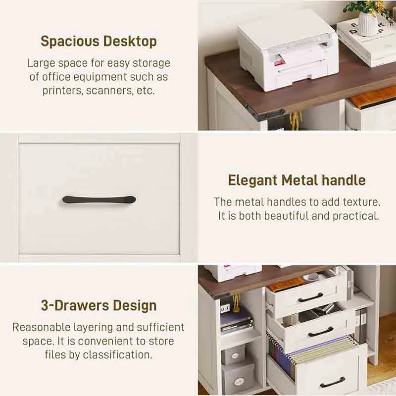 Yoobure 3 Drawer File Cabinet Farmhouse Filing Cabinet