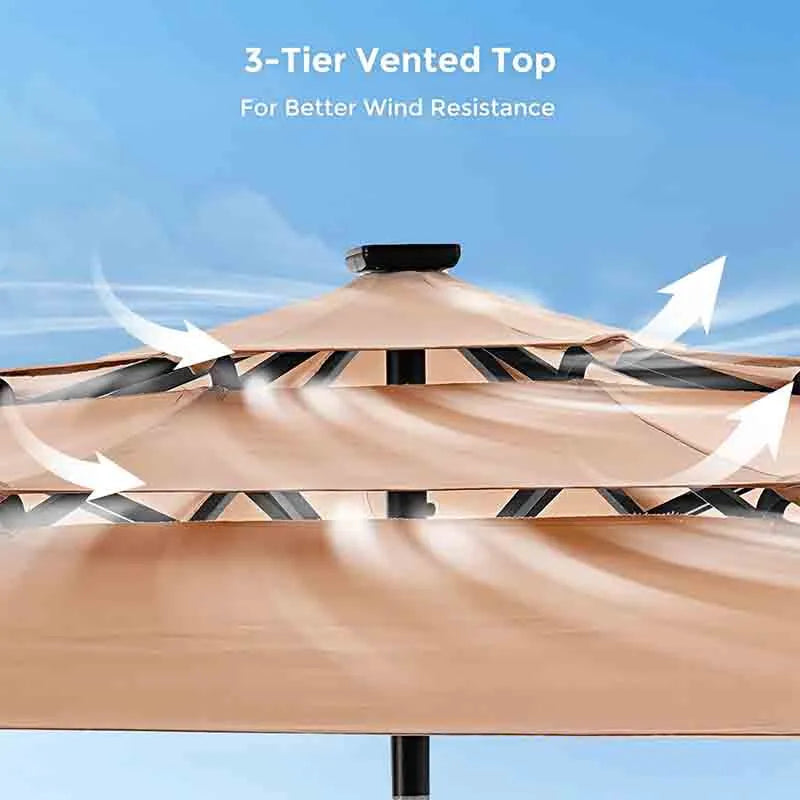 Yoobure 9FT Patio Umbrella Vented Market Table Umbrella