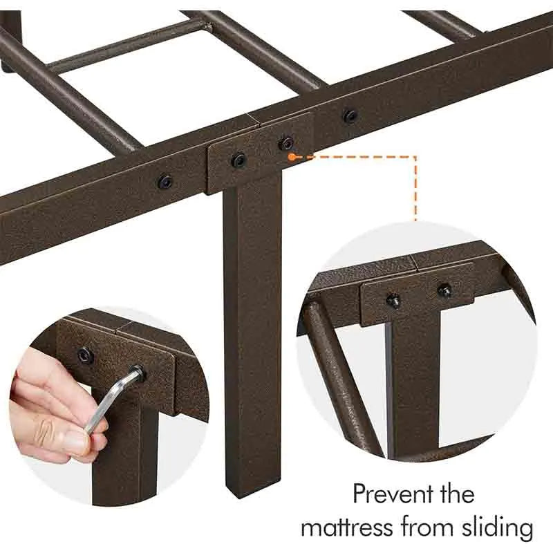 Yoobure Classic Metal Bed Frame with Iron-Art Headboard