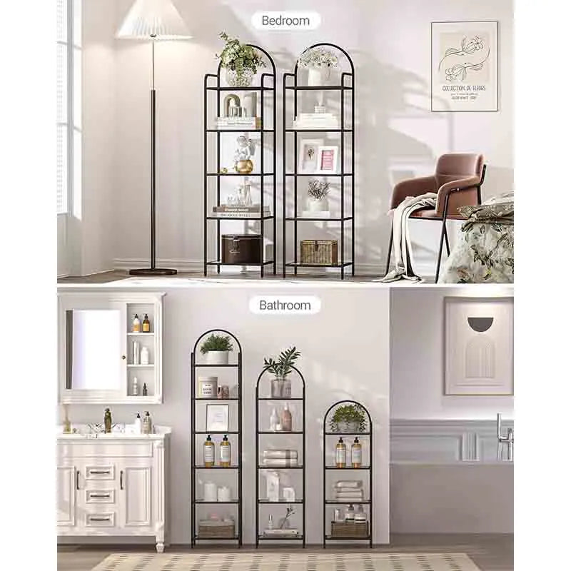 Yoobure Bookcase Bookshelf Tempered Glass Bookshelves