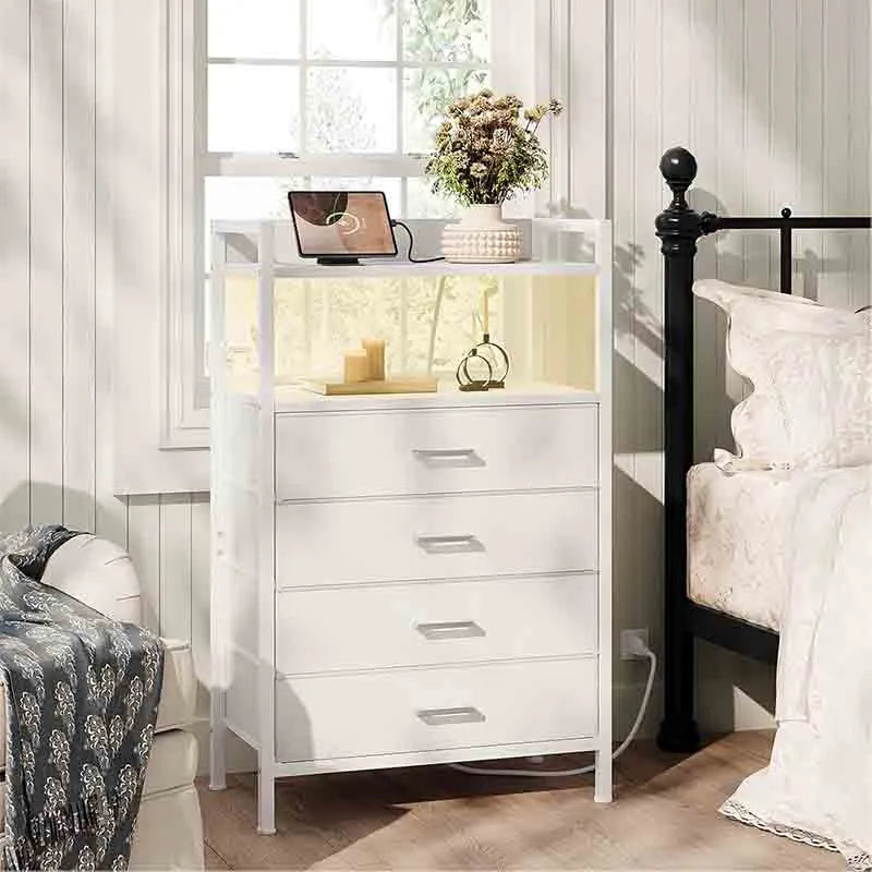 Yoobure Tall Nightstand with Drawers White Night Stand