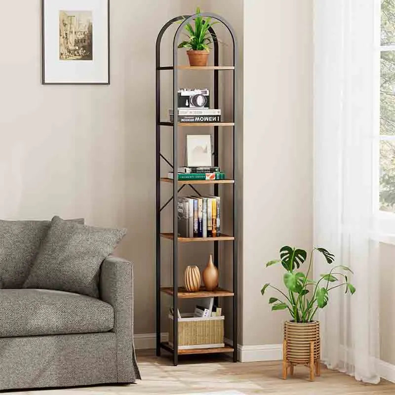 Yoobure 6-Tier Narrow Bookshelf Arched Display Rack
