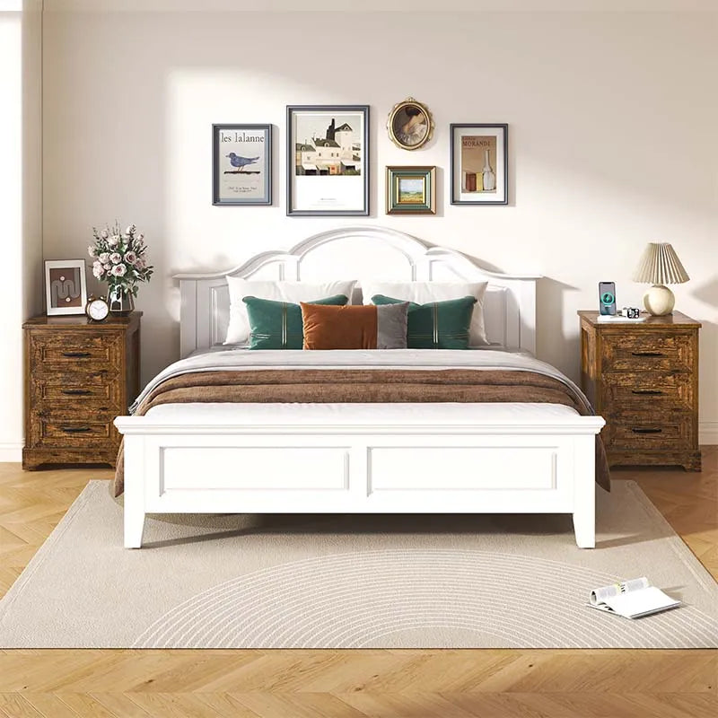 Curlaky Wood End Side Table with 3 Drawers