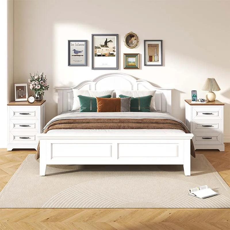Yoobure Wood End Side Table with 3 Drawers