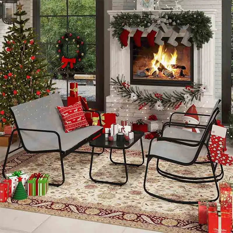 Yoobure Small Backyard Bistro Rocking Chairs 4 Piece Set
