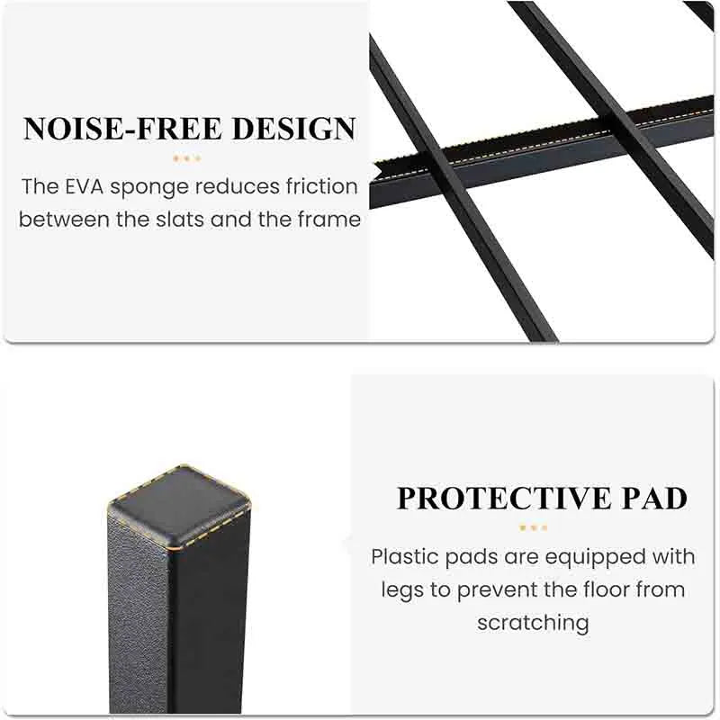 Yoobure Queen Size Bed Frame with Wooden Headboard and Footboard