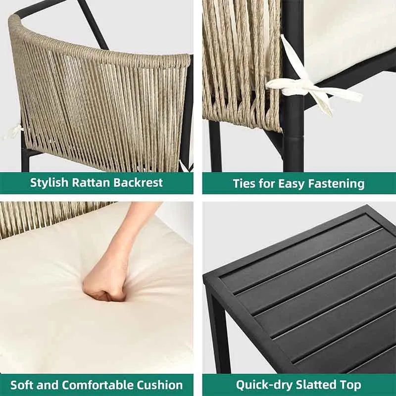 Yoobure Wicker 3-Piece Outdoor Bistro Set