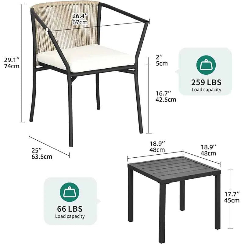 Yoobure Wicker 3-Piece Outdoor Bistro Set