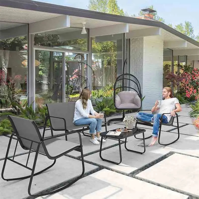 Yoobure Small Backyard Bistro Rocking Chairs 4 Piece Set