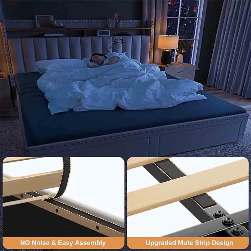 Yoobure Upholstered King Bed Frame with Storage