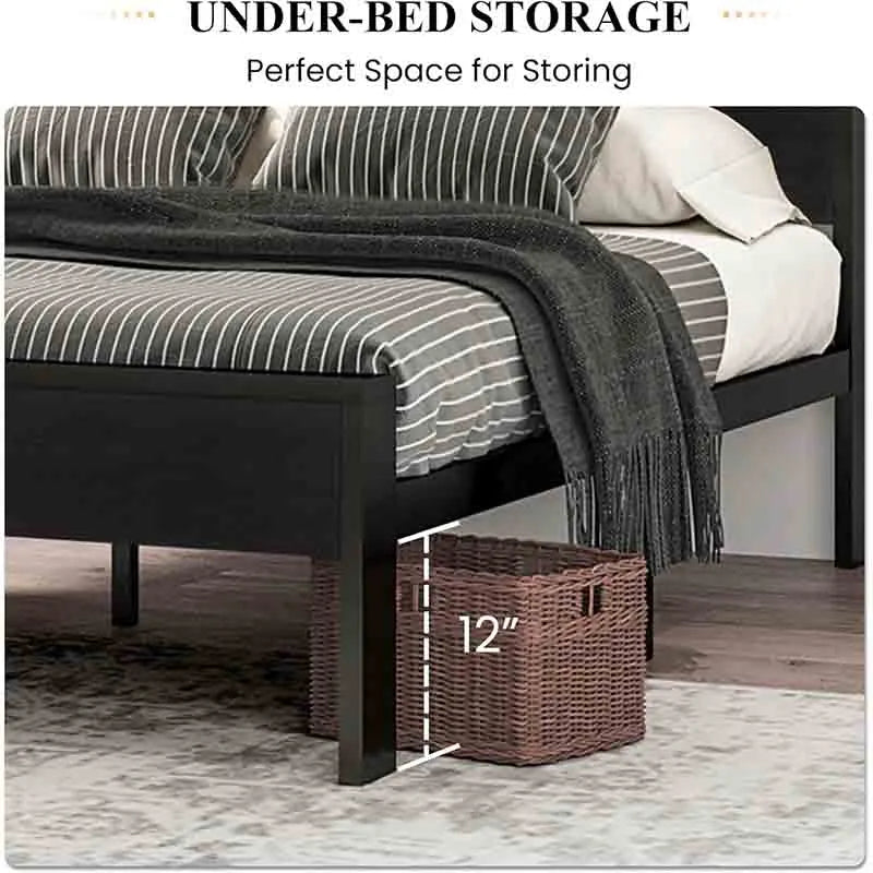 Yoobure Queen Size Bed Frame with Wooden Headboard and Footboard