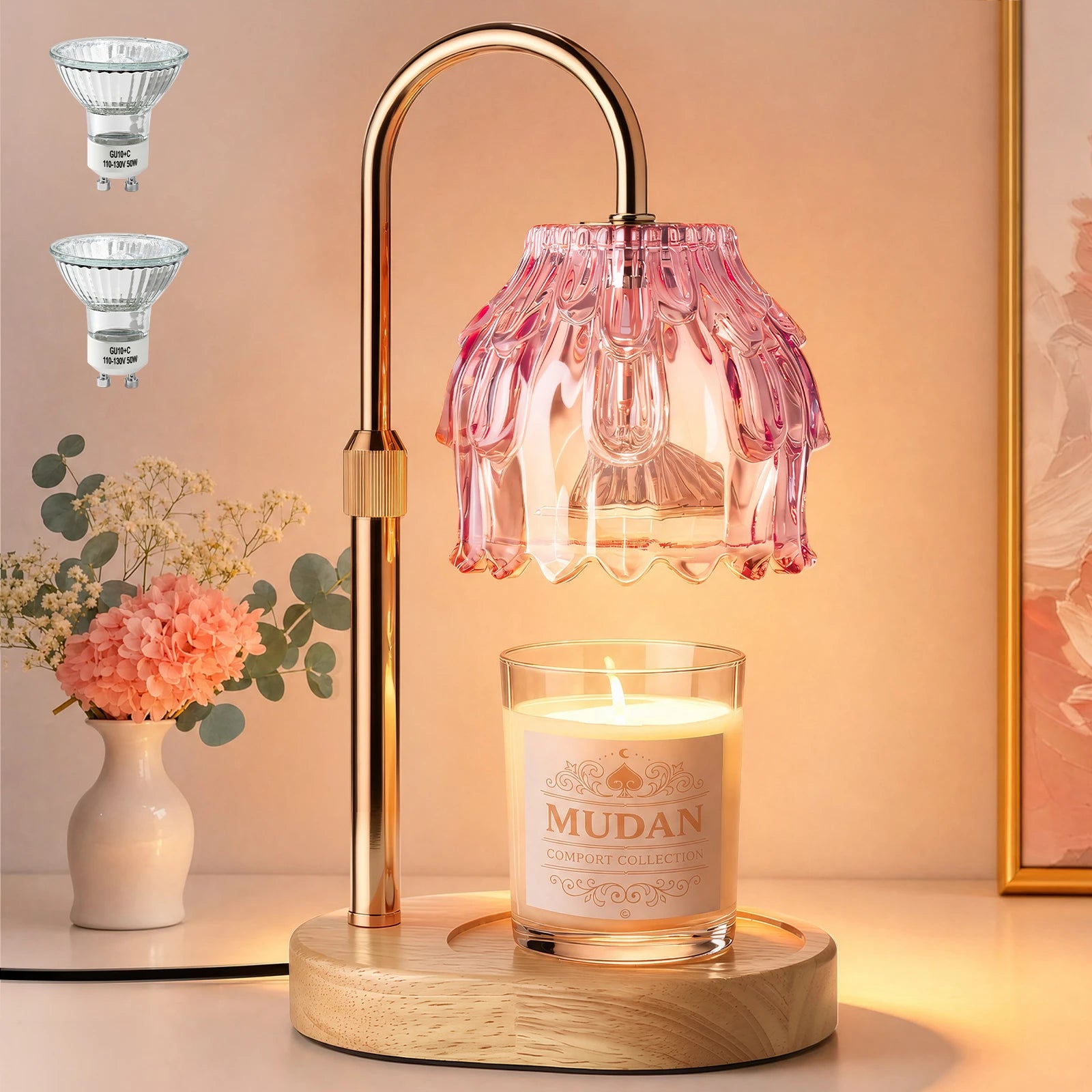 Maliowa Candle Warmer Lamp with Timer Dimmable, Adjustable Height Wax Warmer Lamp, Gifts Wax Melt Light for New Home Decor