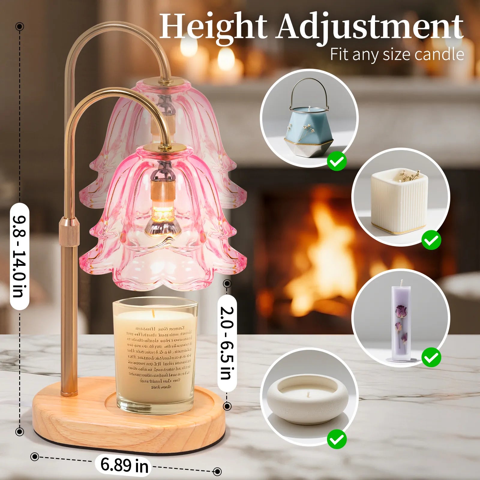 Yoobure Flower Candle Warmer Lamp with Timer and Dimmer, Electric Candle Warming Lamps, Adjustable Wax Melter Wamers Light for Jar Candles, Women Gift